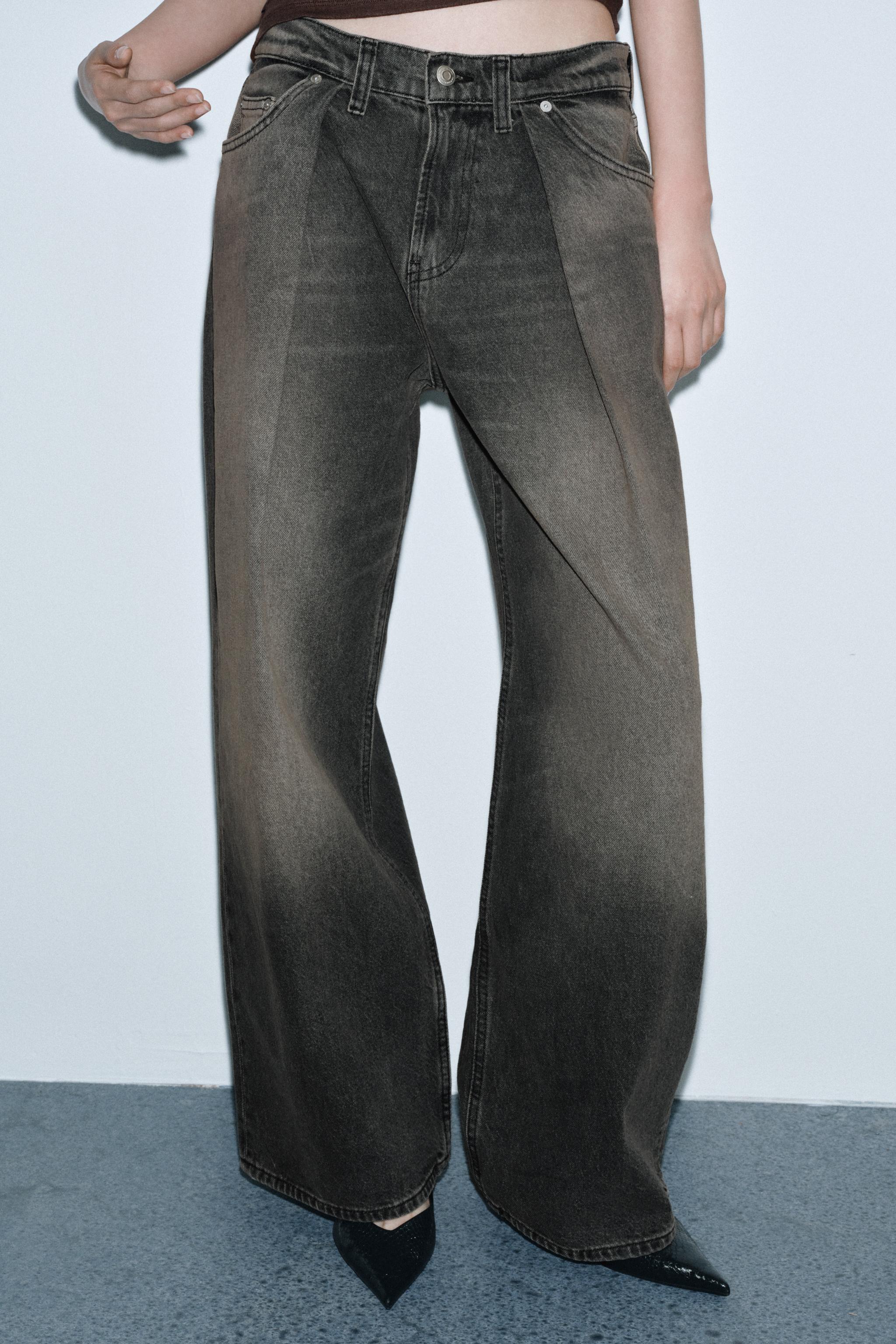 ZW COLLECTION MID-RISE WIDE LEG JEANS WITH DARTS